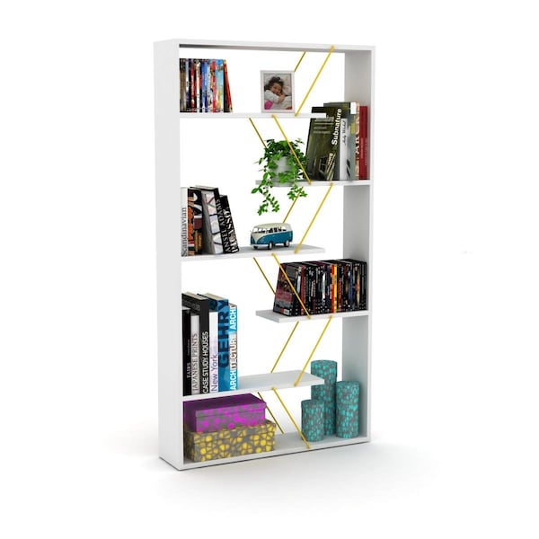 Homedora Tars Bookcase, White & Yellow HD-ON20RF-160304 - main